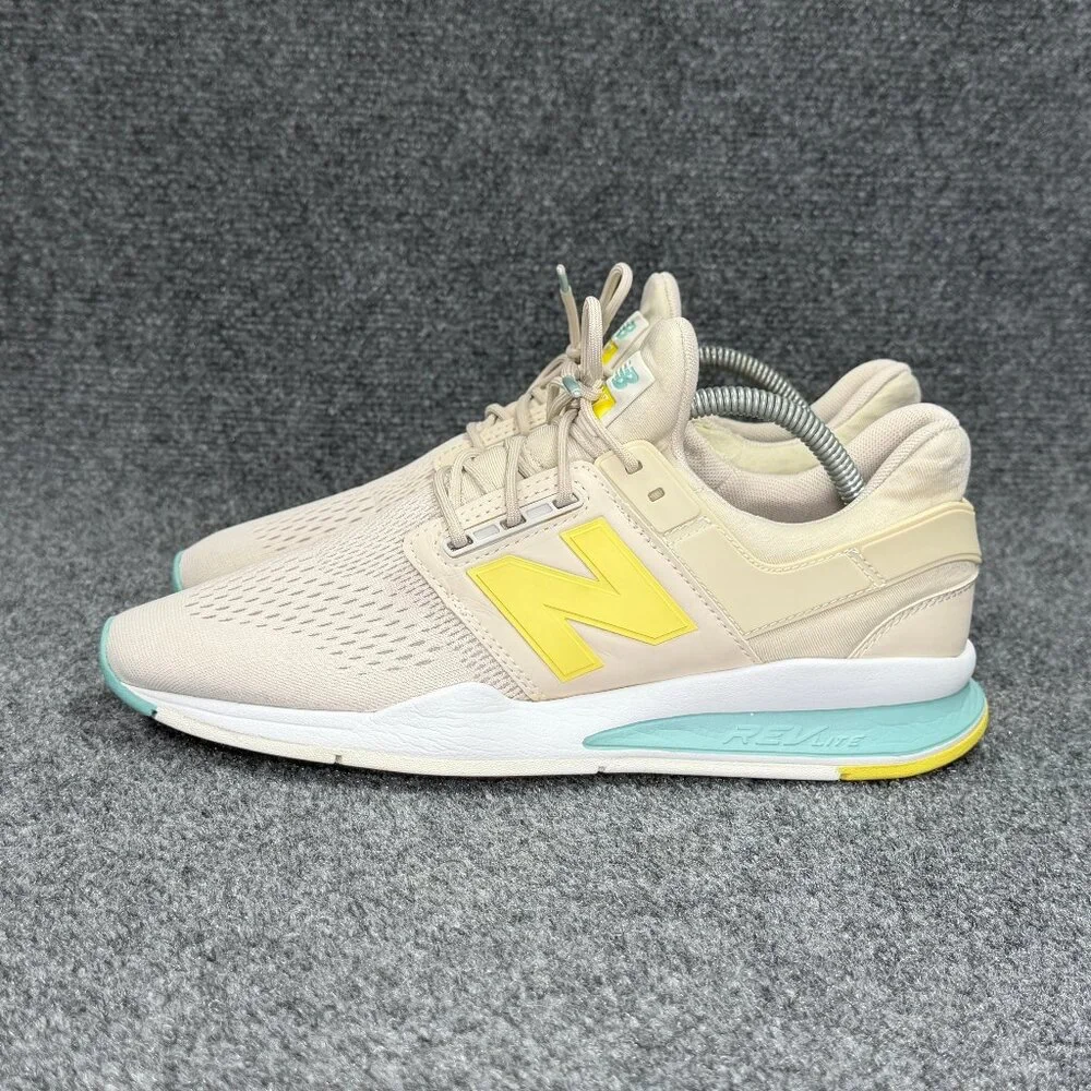 New Balance 247 v2 Running Shoes Women's Size 10 Tan Yellow Blue Athletic Retro - Picture 4 of 14
